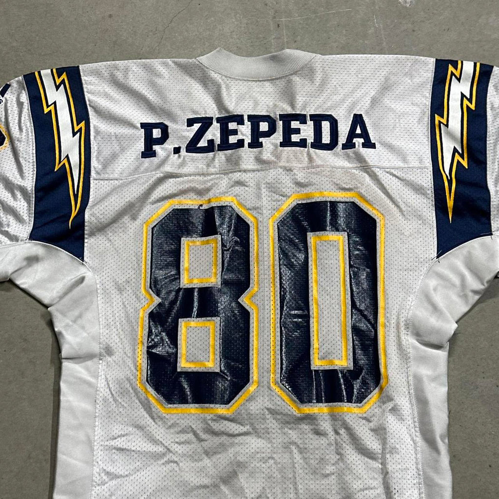 Vintage Ripon 2000’s Distressed San Diego Chargers Game Fit, P.Zepeda #80 Jersey