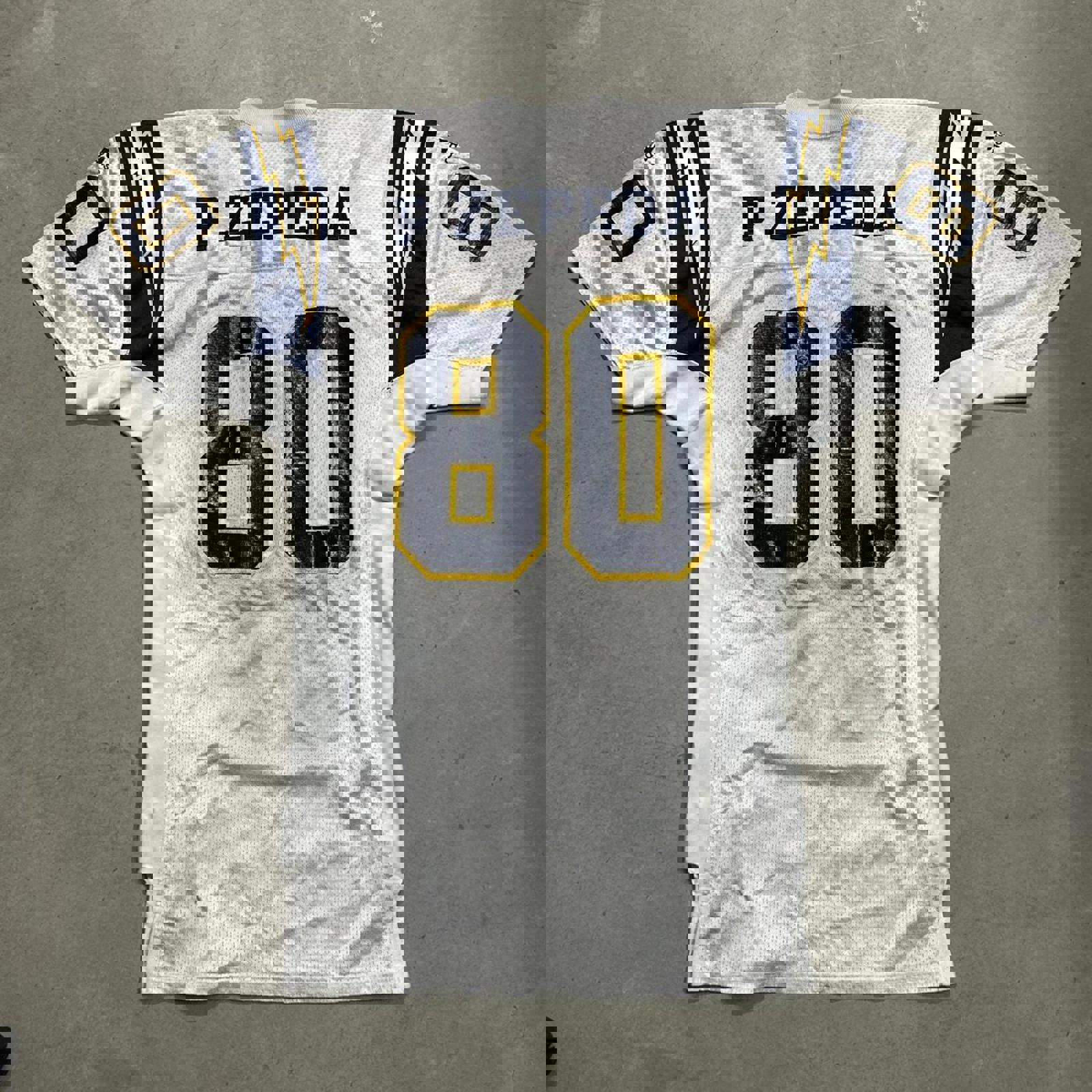 Vintage Ripon 2000’s Distressed San Diego Chargers Game Fit, P.Zepeda #80 Jersey