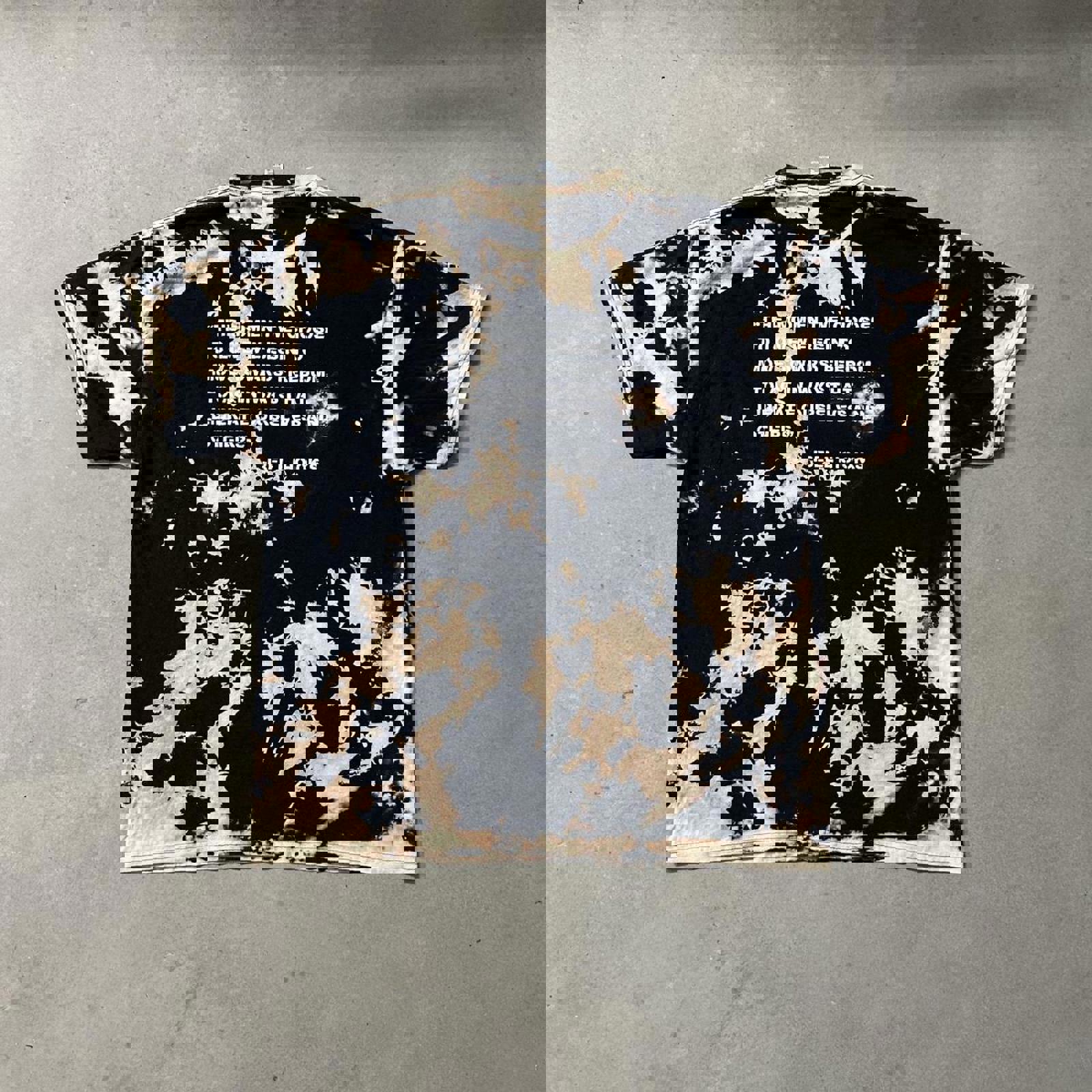Dope Brown & Black Tiedyed Graphic Tee w/ quote on the back