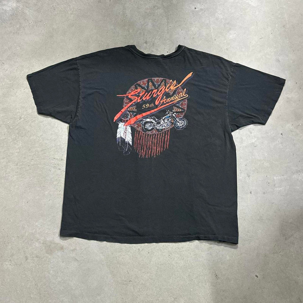 Vintage 1999’ 59th Annual Sturgis Bike Rally Hanes Single Stitch Graphic Faded Boxy Tee