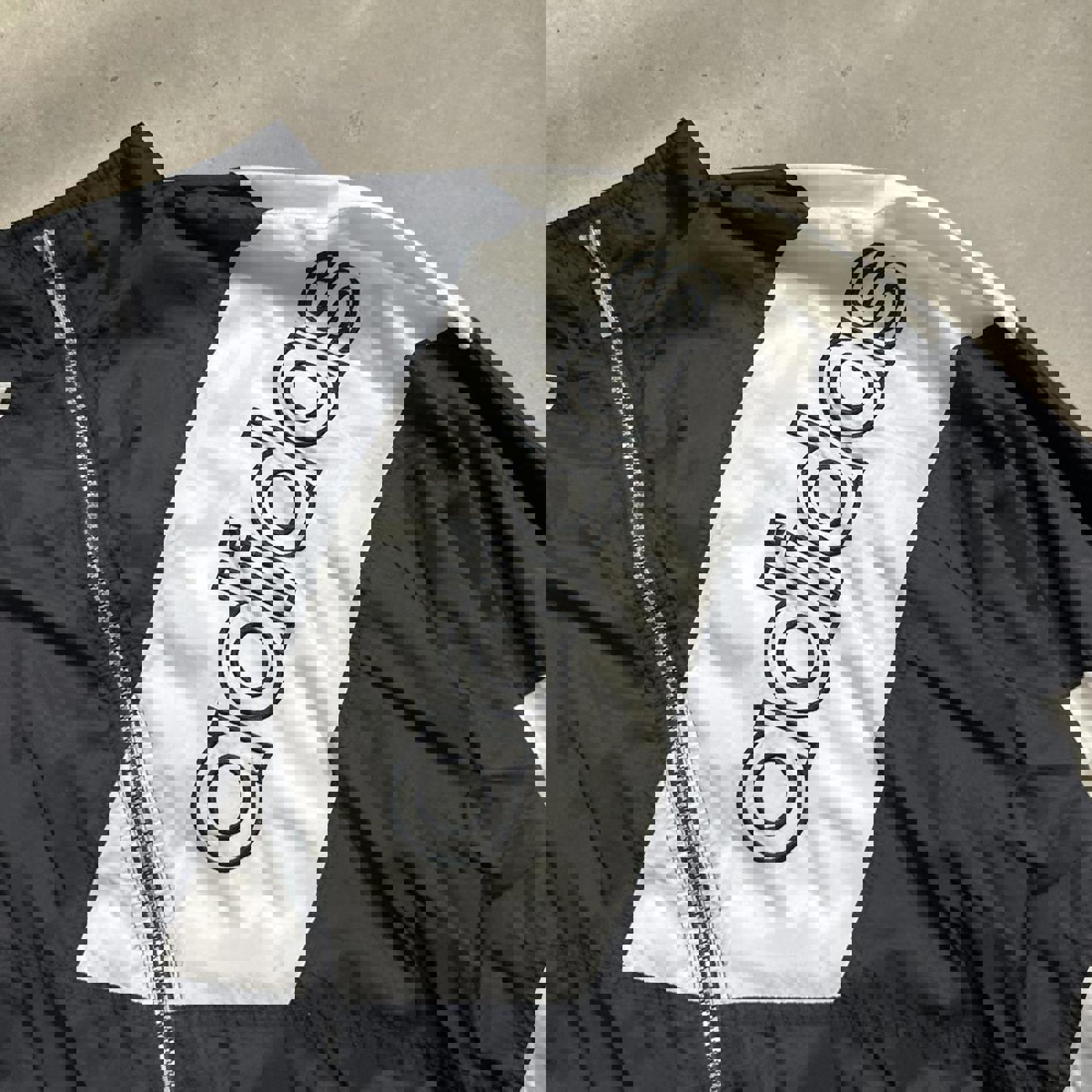 Vintage 90’s Adidas B/W Windbreaker Jacket with Sidelogo, VTG Zipper & VTG Tag