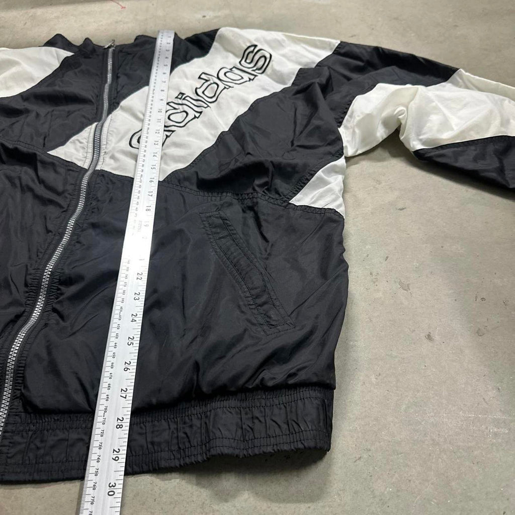 Vintage 90’s Adidas B/W Windbreaker Jacket with Sidelogo, VTG Zipper & VTG Tag