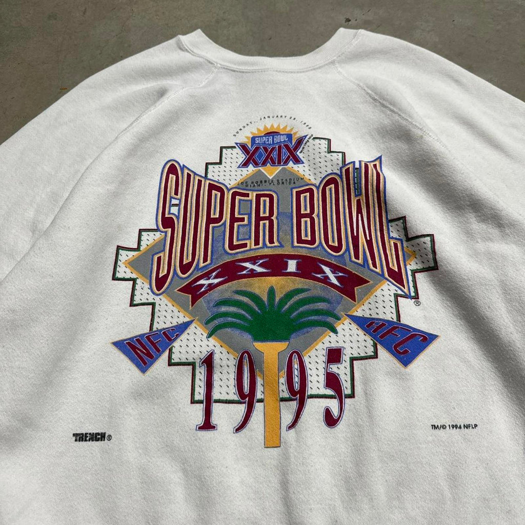 1995 Super Bowl XXXI Raglan Stitch Tultex Trench Graphic Crewneck Sweatshirt