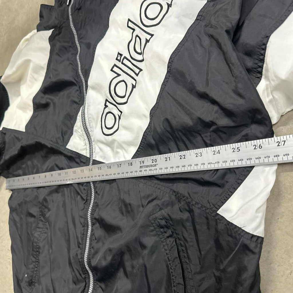 Vintage 90’s Adidas B/W Windbreaker Jacket with Sidelogo, VTG Zipper & VTG Tag