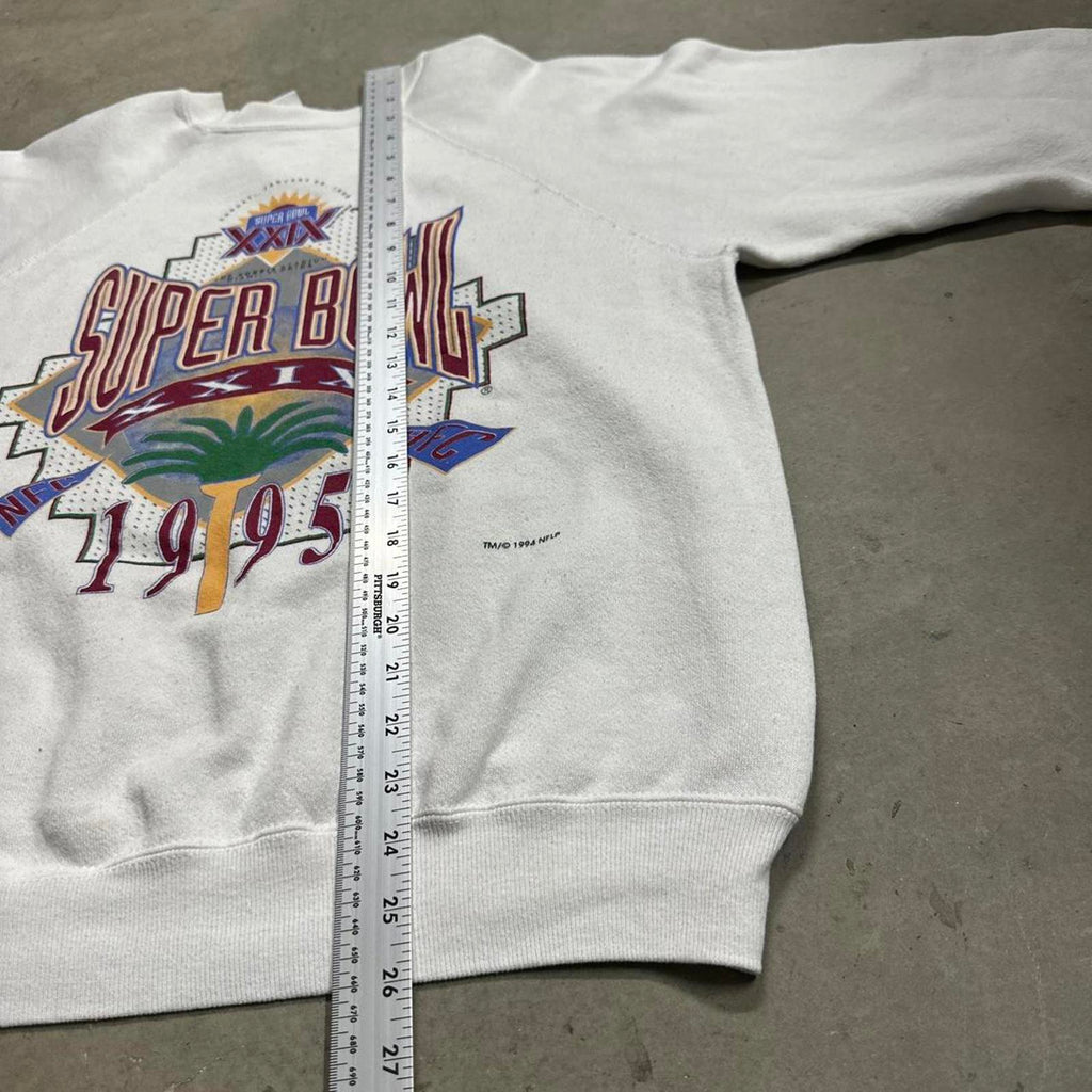 1995 Super Bowl XXXI Raglan Stitch Tultex Trench Graphic Crewneck Sweatshirt