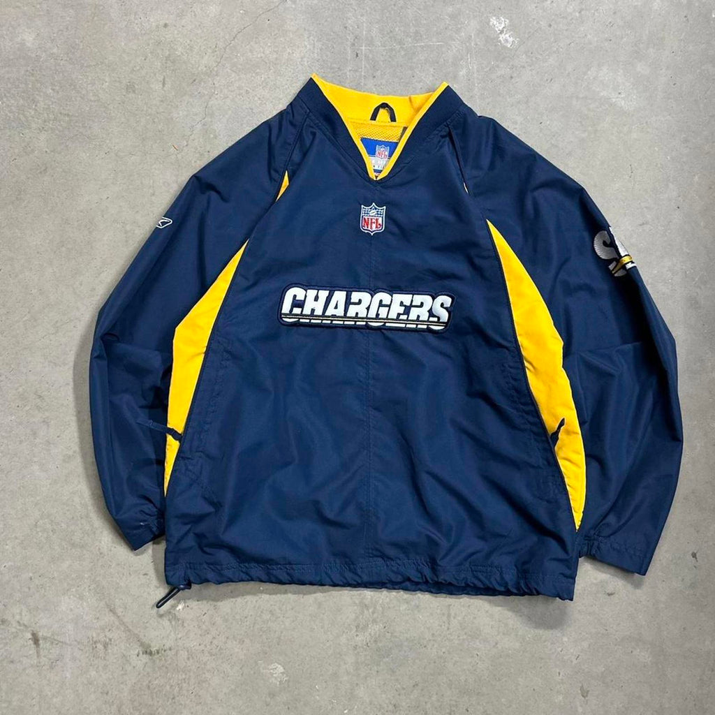 Vintage 2000’s SD Chargers Embroidered Patch Windbreaker Zipperless Jacket