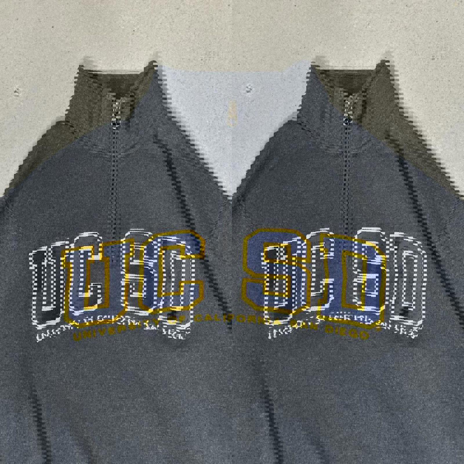 Grey UCSD QuarterZip Blue84 Crewneck