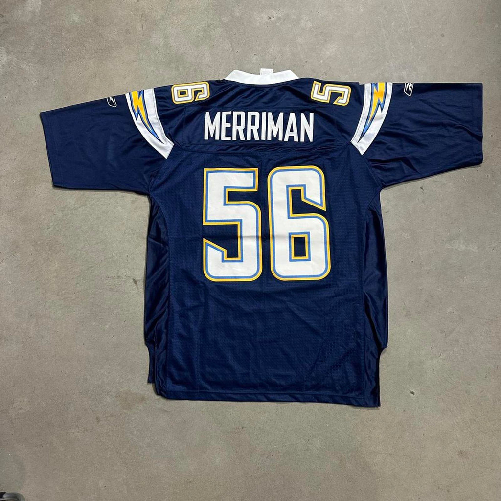 VTG NFL Merriman Chargers #56 Navy Blue REEBOK Jersey