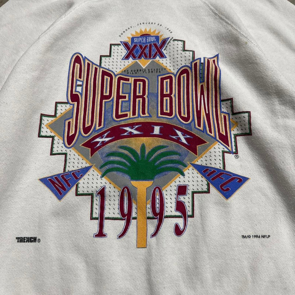 1995 Super Bowl XXXI Raglan Stitch Tultex Trench Graphic Crewneck Sweatshirt