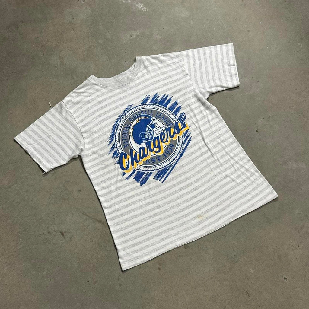 Vintage 90’s Single Stitch Chargers Striped Graphic Tee