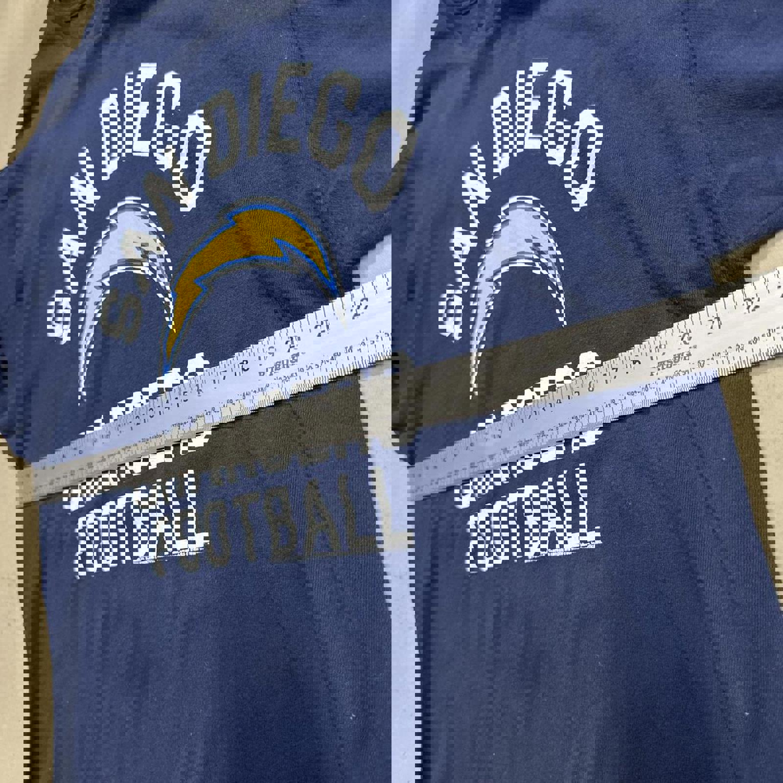 Retro 2016 San Diego Chargers stamped Navy Blue LongSleeve Shirt