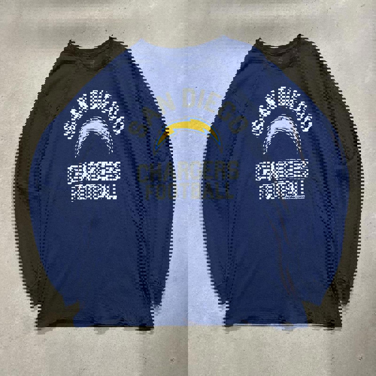 Retro 2016 San Diego Chargers stamped Navy Blue LongSleeve Shirt