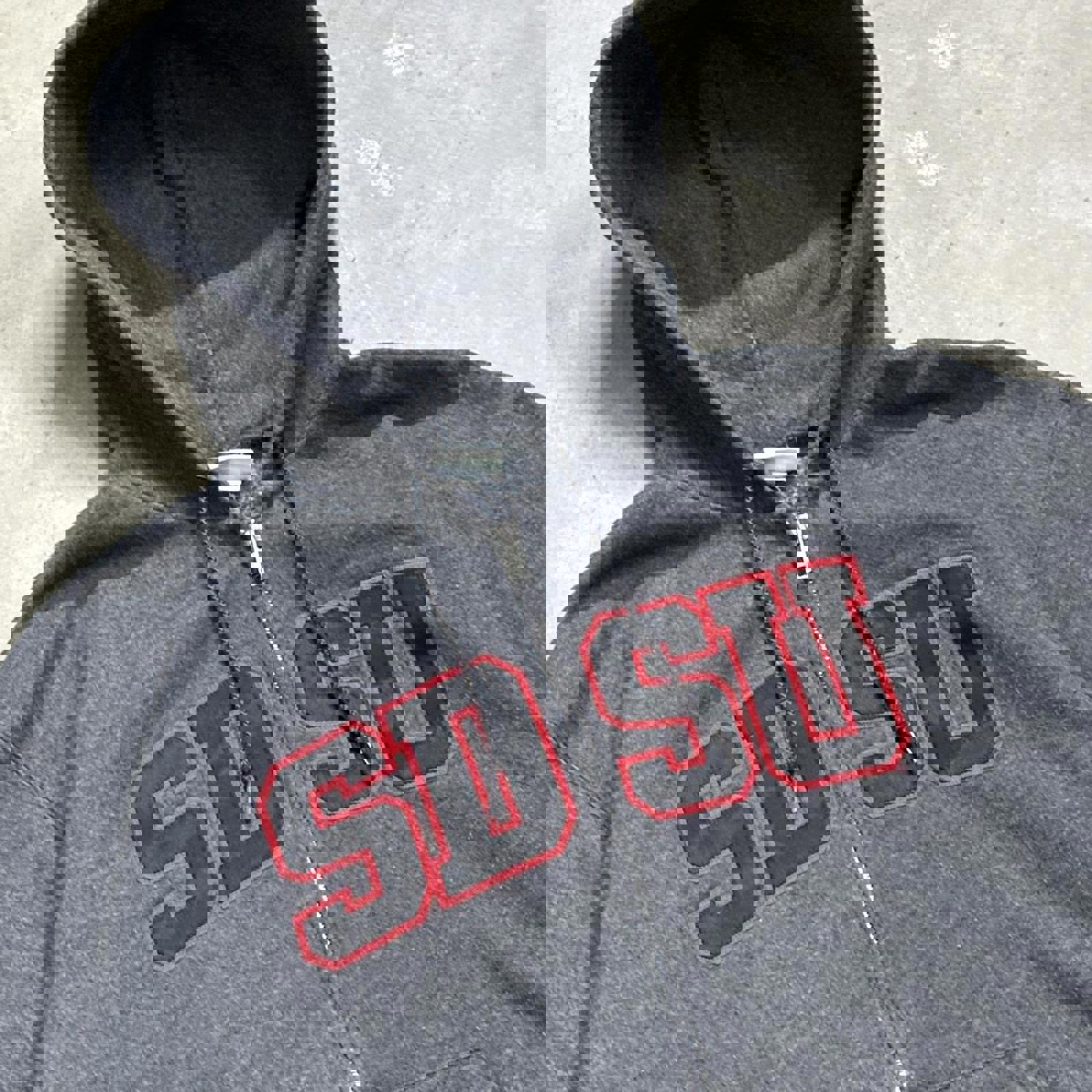 Dark Grey Vintage SDSU Embroidered Champion Zipup Hoodie
