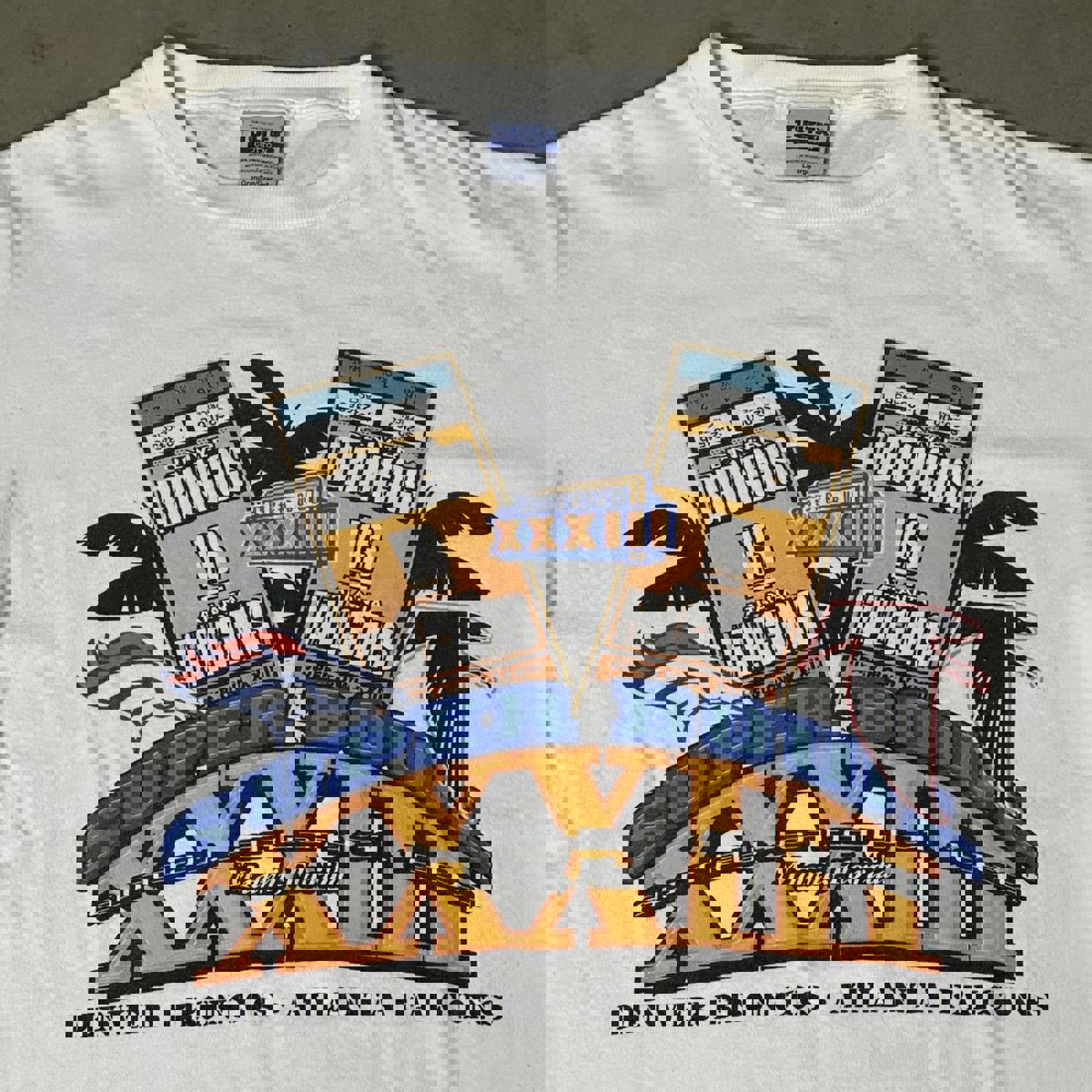 1999 Broncos vs Falcons Super Bowl XXXIII Graphic Tee