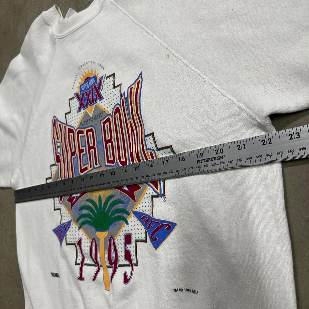 1995 Super Bowl XXXI Raglan Stitch Tultex Trench Graphic Crewneck Sweatshirt